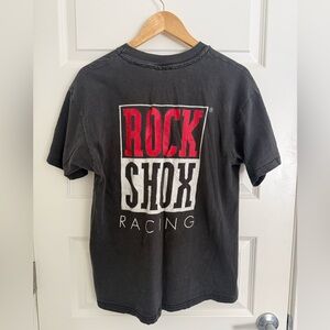 Vintage Rock Shox Racing Cycling Bike Short Sleeve T Shirt Faded L Black Biker